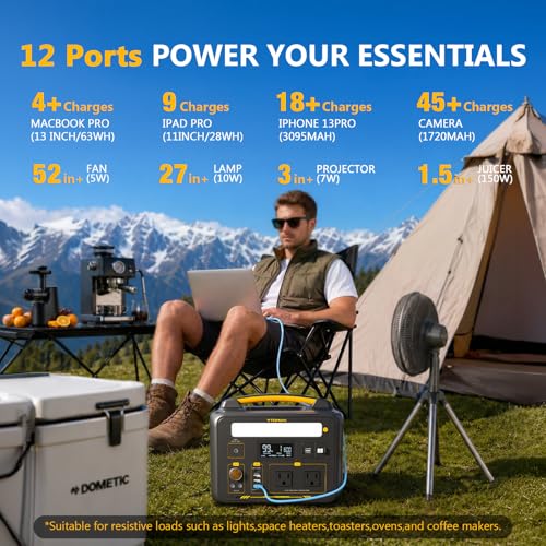 Image of VTOMAN Jump 600X Portable Power Station 600W, 299Wh Solar Generator LiFePO4 Battery Power Station with Jump Start for Car, 1200W AC Outlet, PD 60W USB-C, 3x Regulated 12V /10A DC for Camping, RV Travel