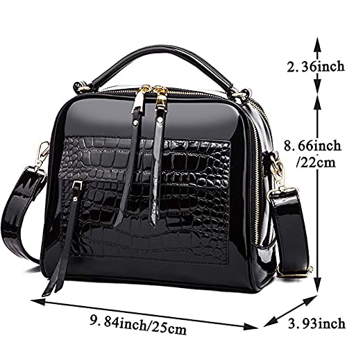 ZiMing Glossy Patent Leather Satchel Handbags for Women Top Handle Crossbody Bag Shoulder Bag Crocodile Pattern Purse4