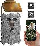 CAMWORLD Solar Wildkamera 4K 46MP Wildkamera, Wildkamera WLAN mit Handyübertragung App 130° Erfassungs Bewegungsmelder 0.1s Jagdkamera No Glow Infrarot Nachtsichtkamera Outdoor IP66 Wasserdicht
