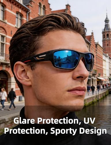 Image of PUKCLAR Sports Polarized Sunglasses for Men Women Driving Sunglasses Cycling Running Fishing Goggles Unbreakable Frame