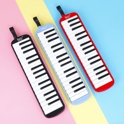 Melodica Keyboard-Bundle mit 32 Tasten, tragbares Instrument, ideal für Studenten, kommt mit weichem Blasrohr (Rosa)