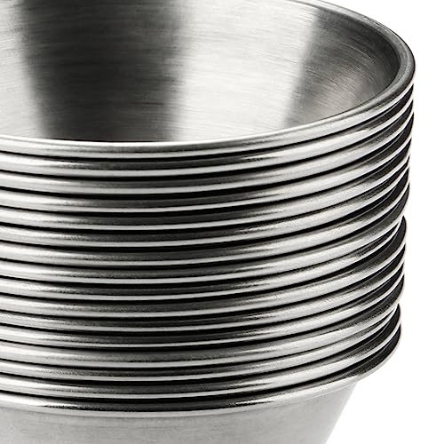 com-four® 16x Saucenschälchen Ø 6cm aus Edelstahl - kleine Schalen - Mini-Schüsseln für Saucen, Dips, Snacks - Gewürzschalen - rostfreie Metallschüsseln - Snackschalen - Dip-Servierschalen