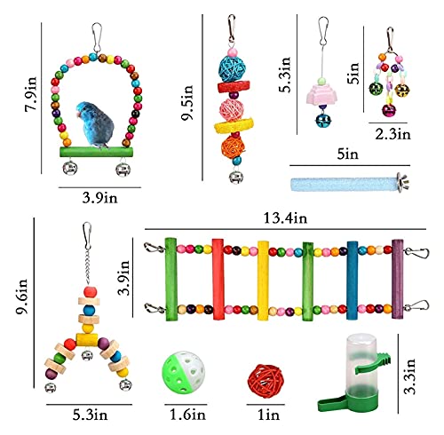 Vogelspeelgoed 14 stks papegaaien speelgoed vogel accessoires huisdier speelgoed swing stand budgie parkiet kooi water… - Afbeelding 3