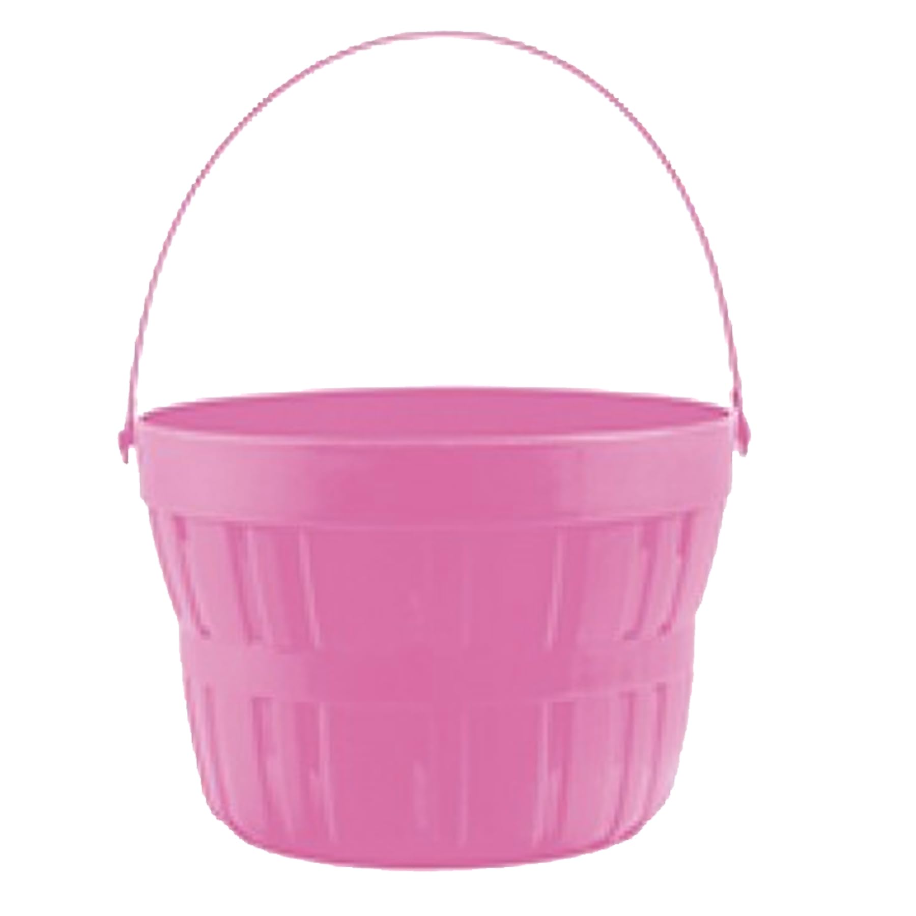 Easter Baskets, Buckets, Accessories - Easter Re-Useable Plastic Treat Bucket Gift Basket Ideal for Egg Hunt (Pink)