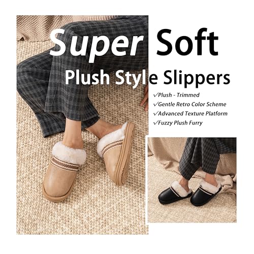 Women's Plush - Trimmed Slippers, Gentle Retro Color Scheme, Soft Fuzzy Plush, Advanced Texture Platform, Cozy Daily Wear Mules2