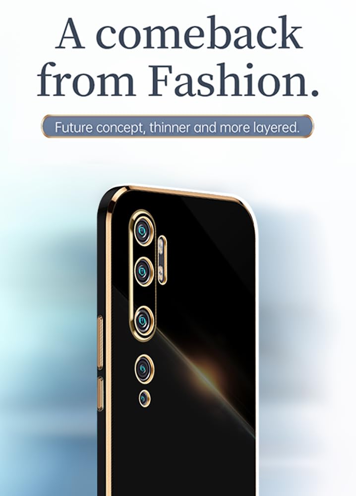 EASSGU Cover Per Xiaomi MI 10 Pro 5G - Custodia In Morbido Silicone TPU Con Telaio Elettrolitico, Nero
