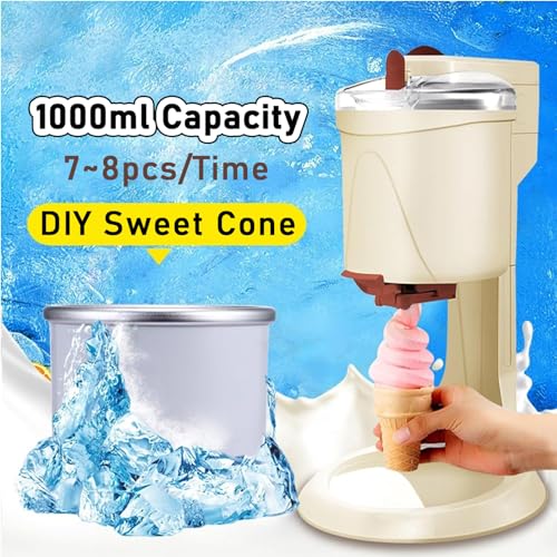 ANGDI Automatische Eismaschine, tragbare Softeismaschine, 1000-ml-Joghurt-Eismaschine, EIN-Knopf-Bedienung, Mini-Frucht-Softeis-Sorbet-Maschine for die DIY-Küche – Bild 3
