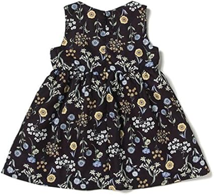 Amazon Co Jp ボタニカルプリント切り替えワンピース 黒 90 ファッション