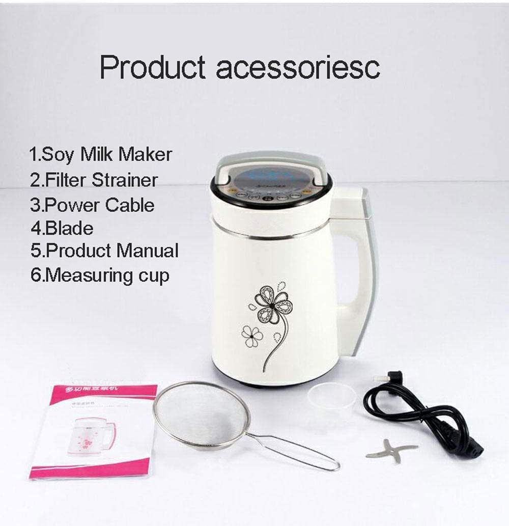 Machine à Soupe Automatique - Machine à Soupe Chaude ou Froide 6 en 1 Plus Lait de soja, Machine à Congee de céréales de Riz Plus - 4 Lames, Toucher Froid, Acier Inoxydable Durable