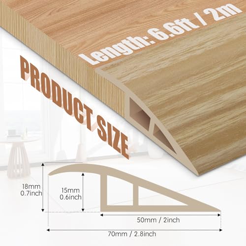 Image of Floor Transition Strip Door Threshold 78 inch Floor Transition Reducer Trim on The Edges Threshold Strip Self Adhesive Suitable for Doorways, Tiles, Carpet