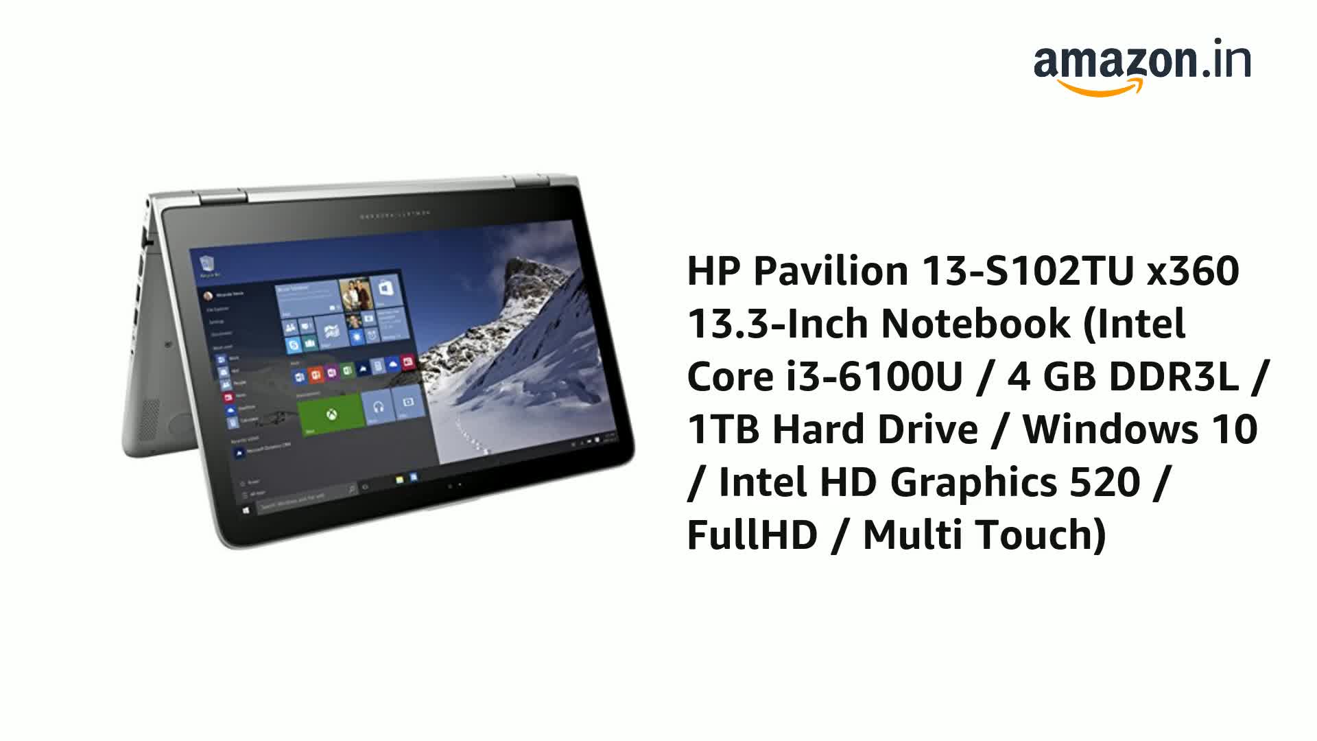 HP Pavilion 13-S102TU x360 13.3-Inch Notebook (Intel Core i3-6100U