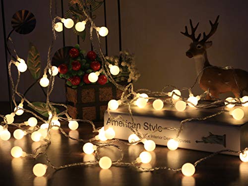 33Ft Indoor/Outdoor String Lights Battery Powered 100 Led Globe String Lights Waterproof Starry Lights With Remote & Timer Hanging Lights String For Wedding Patio Garden Party Xmas Tree, Warm White #TOP6