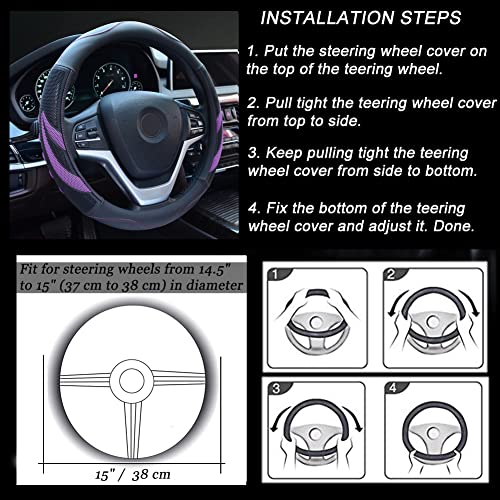 Alusbell Microfiber Leather Steering Wheel Cover Breathable Auto Car Steering Wheel Cover For Women And Men, Universal 15 Inches (Purple) #TOP7