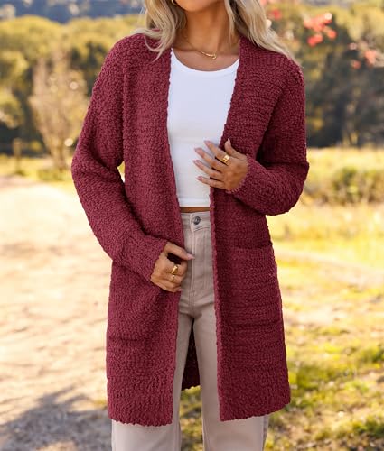 Image of MEROKEETY Women's Long Sleeve Soft Chunky Knit Sweater Open Front Cardigans Outwear Coat
