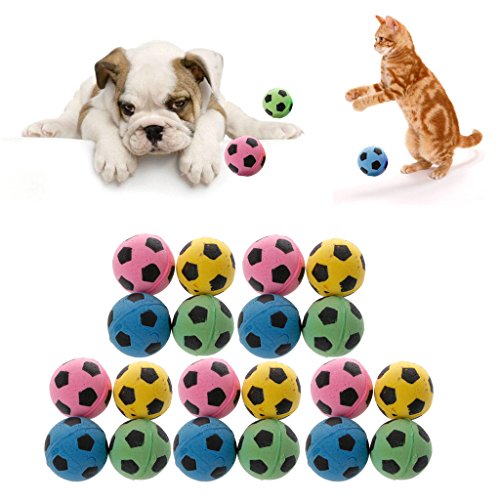 Celan 20 pelotas de fútbol de espuma suave para gato sin ruido para rascar juguete