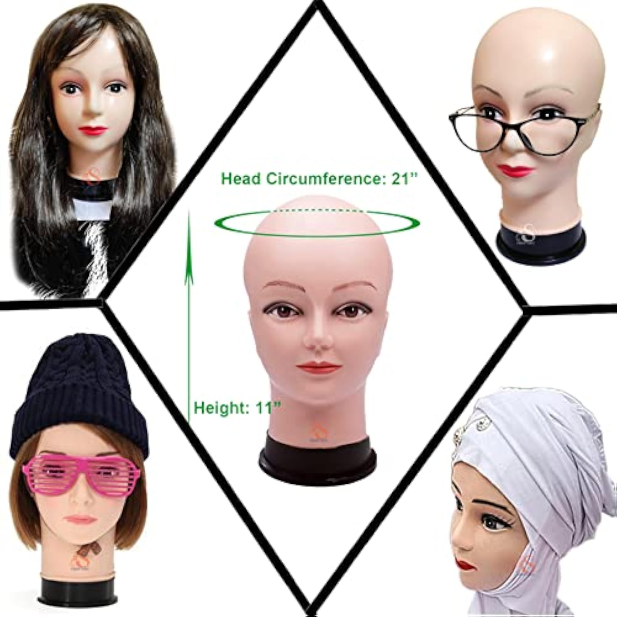 Female Head Mannequin Display Stand for Wigs and Accessories