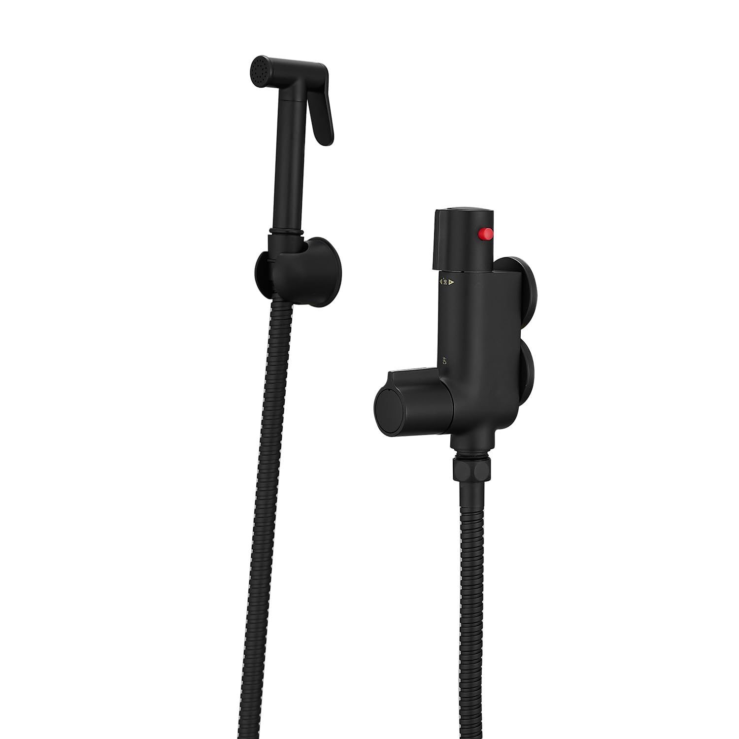 Bidet Sprayer Tap for Toilet Thermostatic Mixer Valve Bidet Spray Kit,Thermostatic Shower Mixer for Bidet Sprayer,Vertical Shower Bar, Caravan,Camper Van, RV,Boat Yacht 45mm Centres Matte Black