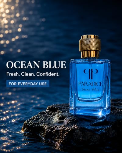 Image of Paradice Ocean Blue 50ml Unisex Eau De Parfum for Men & Women | Long Lasting Aqua Fragrance | Lemon Bergamot Mint Lavender Notes | Office College Daily Wear Gift Perfume Spray