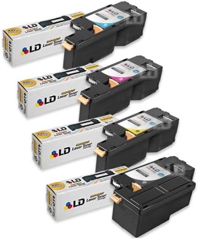 LD Compatible Toner Cartridge Replacement for Dell Color Laser 1250c, 1350, 1760 High Yield (Black, Cyan, Magenta, Yellow, 4-Pack) Compatible with C1760nw C1765nf C1765nfw 1250c 1350cnw 1355cn 13
