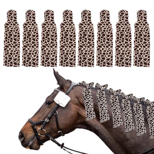AHANDMAKER 8Pcs Horse Mane Protector Tail Bags for Horses Polyester Mane Cover Mixed Colors Durable Grooming Supplies for Show Training Thanksgiving Christmas Decoration 3.9in x15.7in
