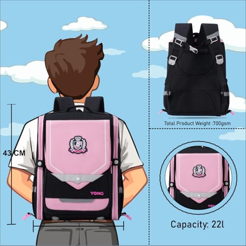 Image of Tinytot Hello Kitty Printed Design School Bag 26 Litre, Stylish & Trendy Water Resistant High Storage School Collage Travel Backpack for Boys & Girl, 18 Inch with Trolley