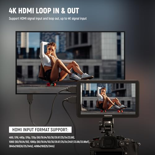Neewer 10104206 F700 7 Inch Camera Field Monitor, 2000Nit Hd 1920X1080 Ips Touch Screen With 3D Lut, 4K Hdmi Loop In/Out With Peak Focus Dslr Video Assist Hdr Waveform thumb #2