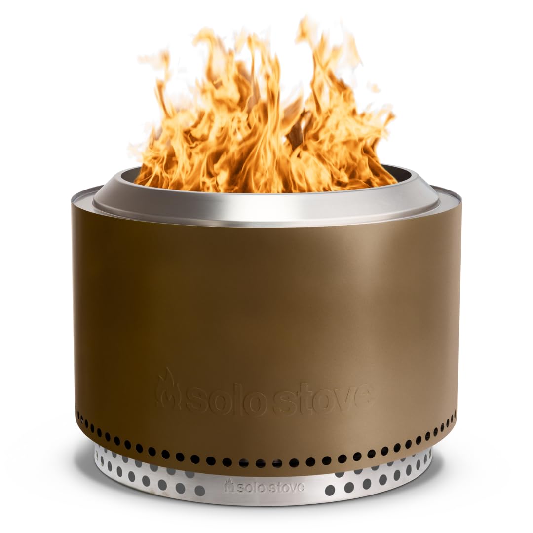 Solo Stove Yukon 2.0, hoguera sin humo de 27 pulgadas con cenicero extraíble, chimenea portátil de acero inoxidable para exteriores, acero inoxidable, ideal para 6 o más personas, 38 libras, bronce