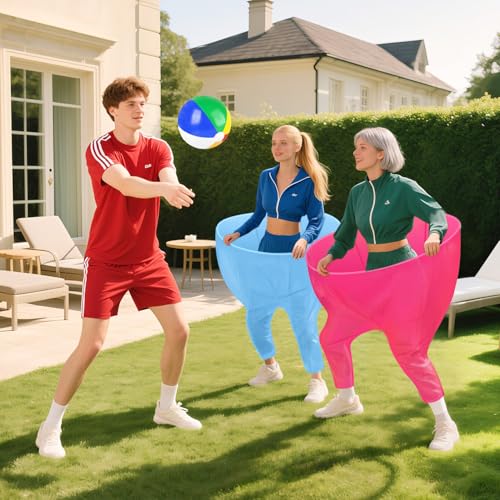 Image of Granny Pants Yard Game,Granny Pants with 8 Bouncy Balls & 1 Air Pump (Random Colors) and 2 Pack Color Granny Pants Outdoor Game for Adults Family Reunion & Team Building Granny Pants Game