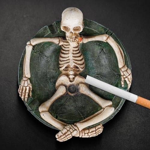 Halloween Skeleton Ashtray for Weed Smokers Cigarettes - Cool Ashtrays with Gothic Design, Portable Indoor/Outside Patio Use, Perfect Smoking Accessories Gift for Men Women
