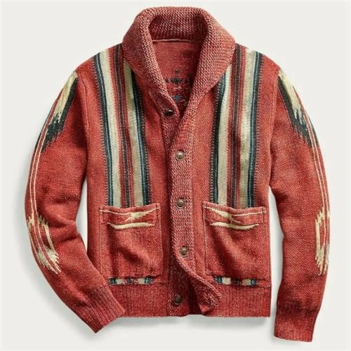 Men's Autumn Winter Sweater Vintage Jacquard Lapel Knitwear Men Cardigan Warm Jacket2