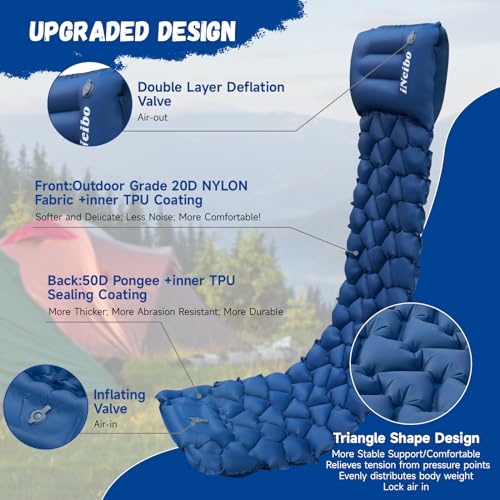 iNeibo-Sleeping-Pad-for-Camping-Inflatable-Sleeping-Pad-with-Pillow-Built-in-Foot-Pump-Compact-Camping-Air-Mattress-for-Hiking-Camping-Backpacking-Tent-Car-Traveling-Blue-Single