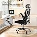 Ergonomic Office Chair, Mesh Desk Chair with Headrest, Lumbar Support, Thick Seat Cushion, Flip-up Arms, High Back Computer Task Chairs for Home Office, Black/Silver