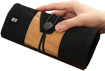 Amazon グードコ 鉛筆袋 収納筆箱 ペンケース 巻き型 筆箱 おしゃれ 筆記用具 軽量 文具ケース 文房具 収納ポケット 筆袋 ロールアップ 帆布ポーチ 男女兼用 筆記用具 小物入れ 使いやすい ブラック F ペンケース 文房具 オフィス用品