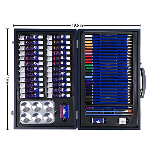LUCKY CROWN Professional Art Set,56 Piece Art Set in Portable Wooden