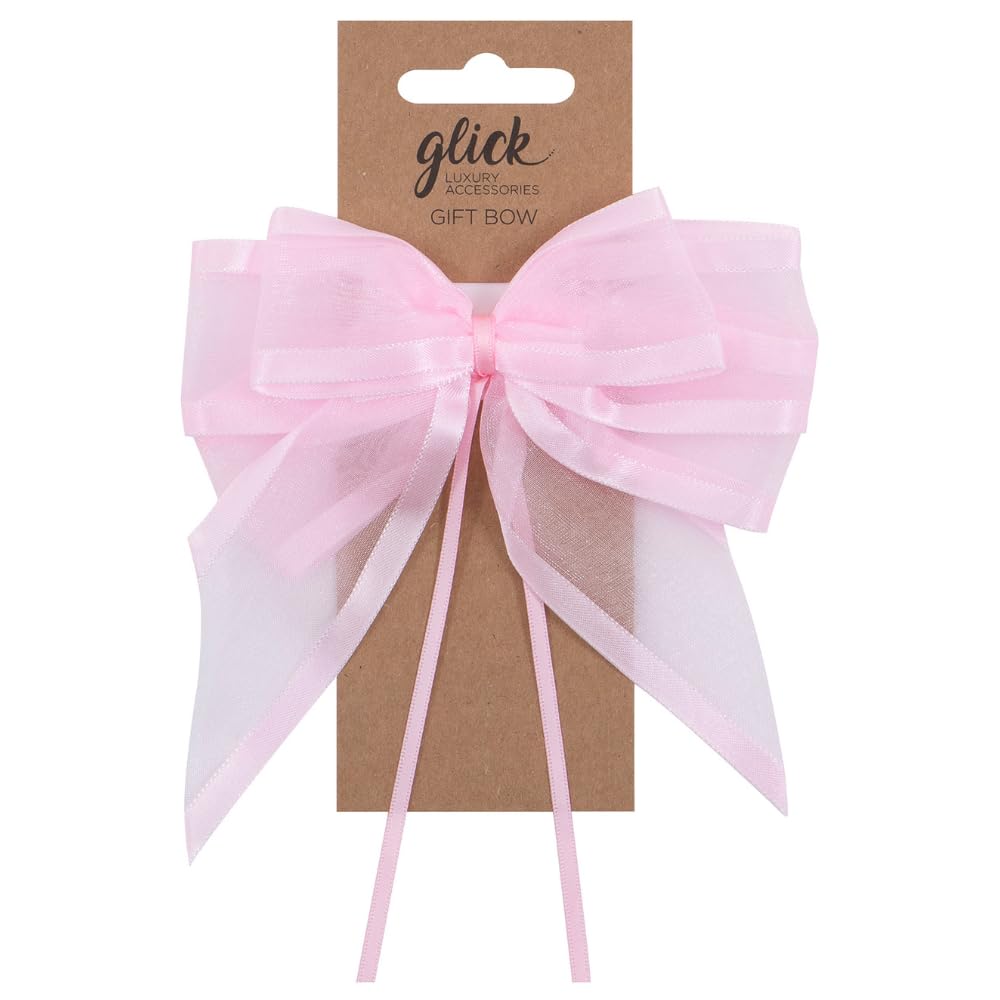 Glick Designer Satin Edge Ribbon Bow, Perfect for Accessorising of Gifts, 17.5 x 12 cm, Light Pink