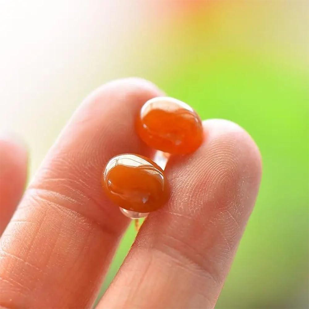 S925 Silver Gold-Plated Natural Red Oval Earrings Jade for Women Yoga Genuine