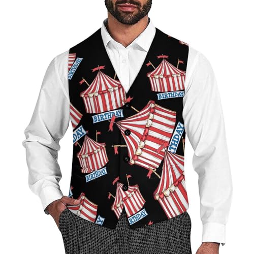 Birthday Circus Men's Suit Vests Business Formal Dress Vest V-Neck Waistcoat for Wedding Casual