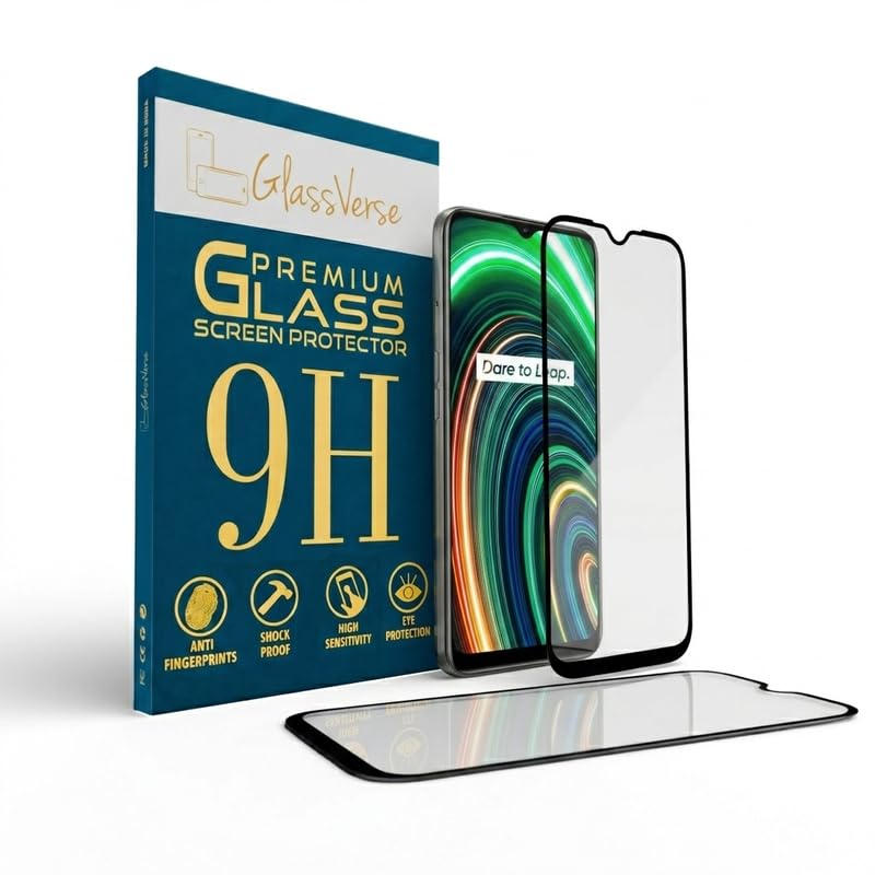 Image of GlassVerse 9H Gorilla Tempered Glass for Realme C25Y | HD Clarity Screen Protector, Ultra Strong 9H Protection, Edge to Edge, Case Friendly, Hassle-less Installation Kit Included. (Pack of 2)