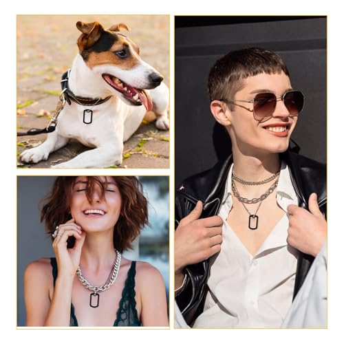 Aeaocvo 10 Stück Dog Tags Silicone, Hundemarke Silikon Schalldämmerung, Army Dog Tags mit 4 Ketten, Hund Erkennungsmarke