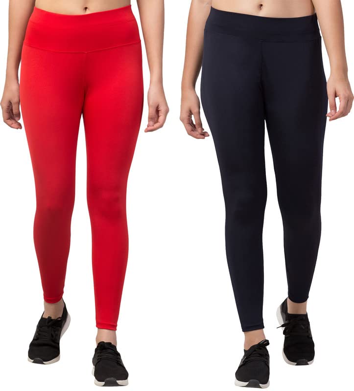 Image of BLUECON Gym wear Leggings Ankle Length Workout Pants | Stretchable Tights | Mid Waist Sports Fitness Yoga Track Pants for Girls & Women (Pack of 2)