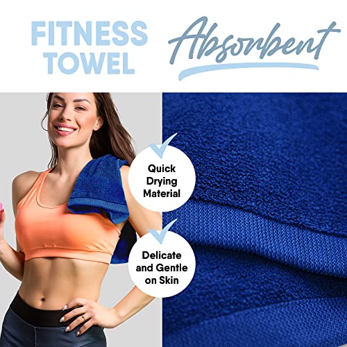 MICRODRY Wonder Towel - Ultra Absorbent Luxury Fitness Workout Towel, Microfiber Cooling Towel for Face and Neck, Quick Drying, Soft to Touch, Exercise at Home or Gym, Great for Yoga, 16x28, Blue