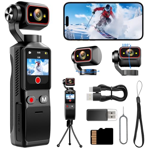 Vlogカメラ 4K アクションカメラ 160度広角 6軸安定化POVカメラ 手ブレ補正 1.69インチタッチモニター 5時間持続バッテリー wifi搭載 スマホ連携 回転レンズ 小型ビデオカメラ 32GBカード付属 スポーツ｜旅行｜アウトドア向け 動画撮影 生活記録 簡単操作 日本語説明書