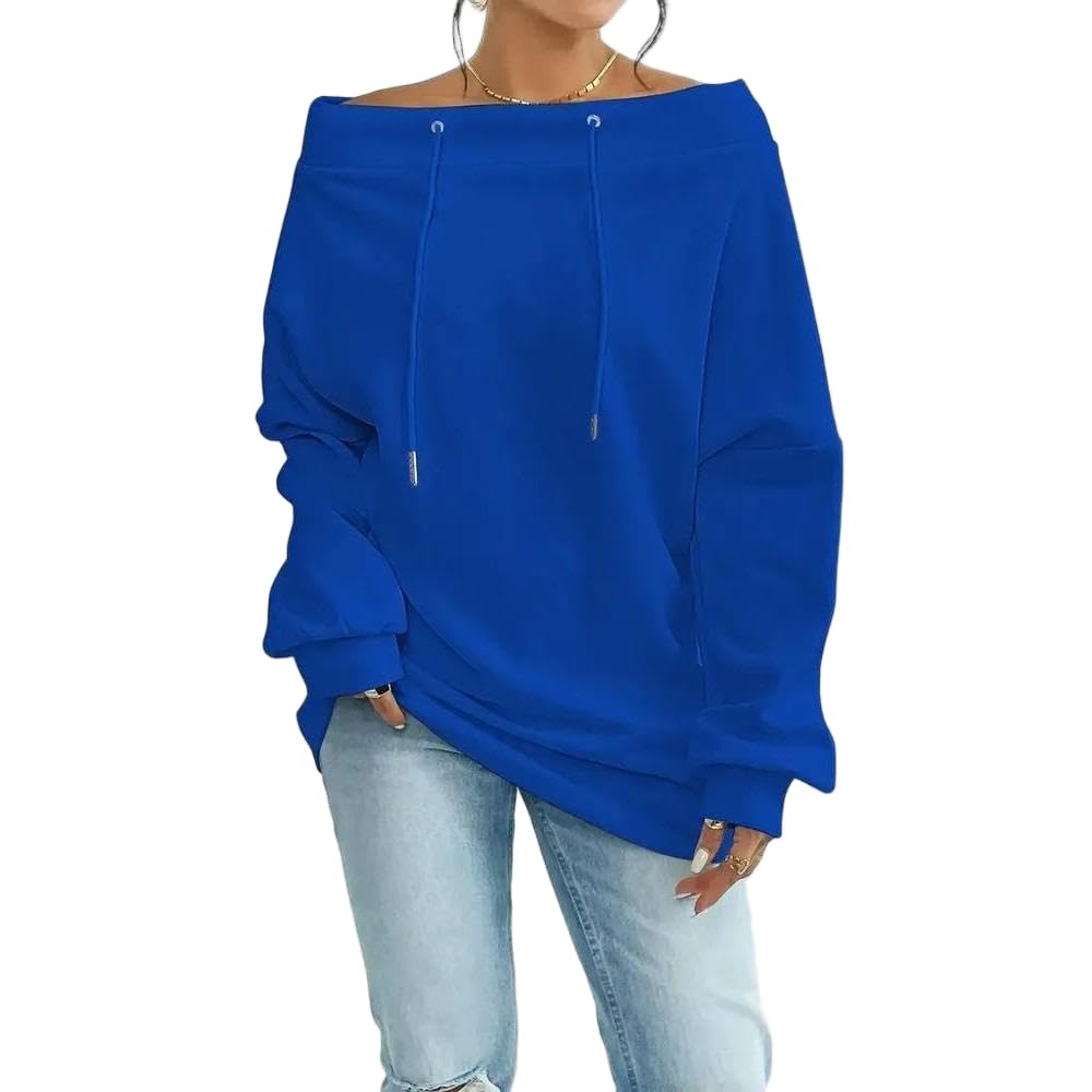 QXDZSW jesienno-zimowa damska seksowna bluza z odkrytymi ramionami ze sznurkiem na jedno ramię