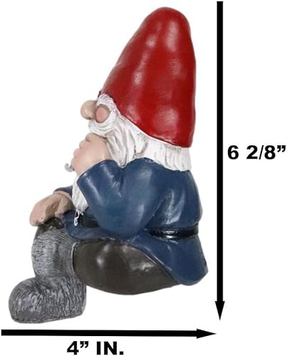 Miniatura 2 de Ebros Gift Fantástica vida gitana despreocupada, señor gnomo, fumador, fumador, estante enrollado, estatuilla de acento de borde para niñera, gnomos