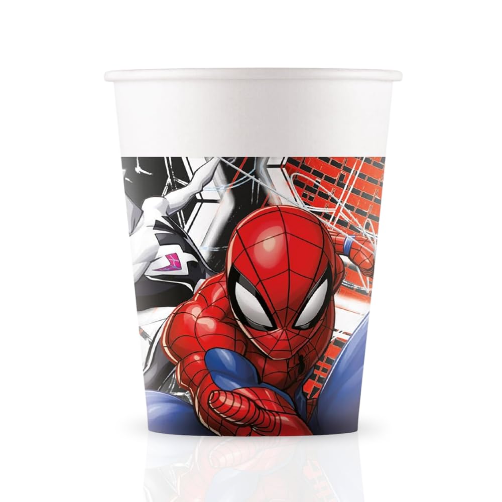 Procos Multicoloured Spiderman Fsc Paper Cups 200Ml (Pack Of 8)