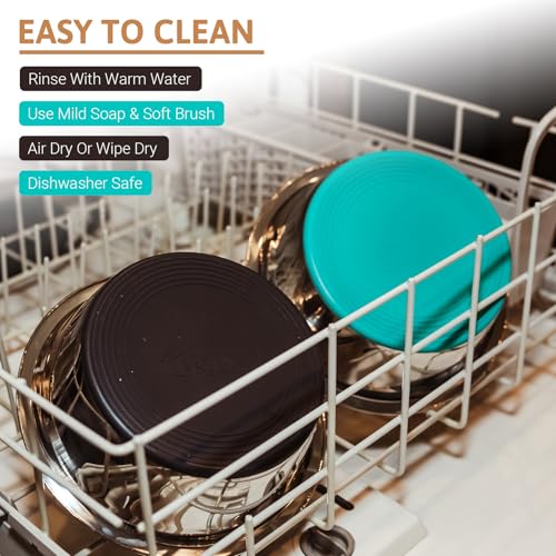 PEGGY11 Stainless Steel Dog Bowls, Nonslip, Food Grade, Dishwasher Safe, Easy to Clean - 1.44L, 2 Pack - 6