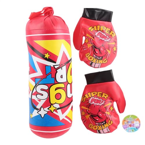 Bache de Patadas con Guantes: Saco de de Fitness para brotes, Equipos de Boxeo de Relleno de algodón para acondicionamiento físico, Entrenamiento y Actividad de Entretenimiento