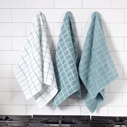 Ritz Premium 100% Cotton Terry Check Kitchen Dish Towels - Highly Absorbent, Super Soft, Long-Lasting, 25"x15", 3-Pack, Dew - Image 5