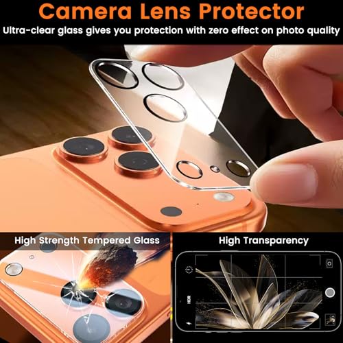 Lesakit 4 Pack Privacy Screen Protector for iPhone 17 Pro 6.3-Inch with 4 Pack Camera Lens Protector, Anti Spy Tempered Glass Film 9H Hardness Bubble Free Case Friendly by Lesakit - Used condition - Image 5