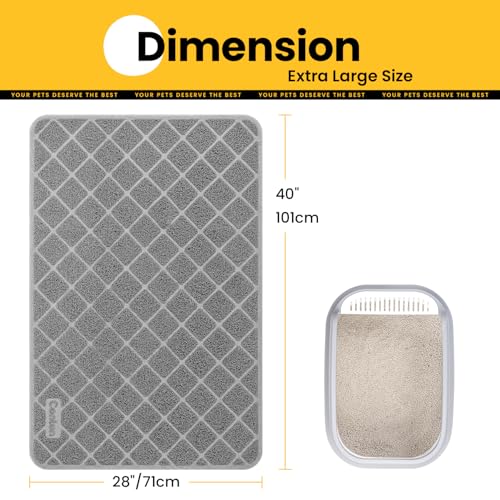 Image of Conlun Cat Litter Mat Litter Trapping Mat, 40 inch x 28 inch Premium Durable PVC Grid Mesh with Scatter Control, Non-Slip, Less Waste Cat Litter Box Mat, Soft on Kitty's Paws, Urine Waterproof